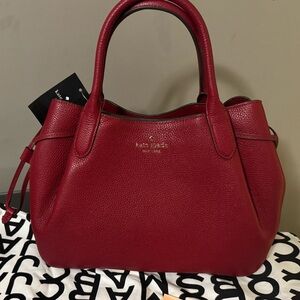 Kate Spade Red Pebbled Leather Bag- with cross body strap. Smoke free home. NWT